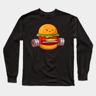 cute-burger-lifting-barbell Long Sleeve T-Shirt